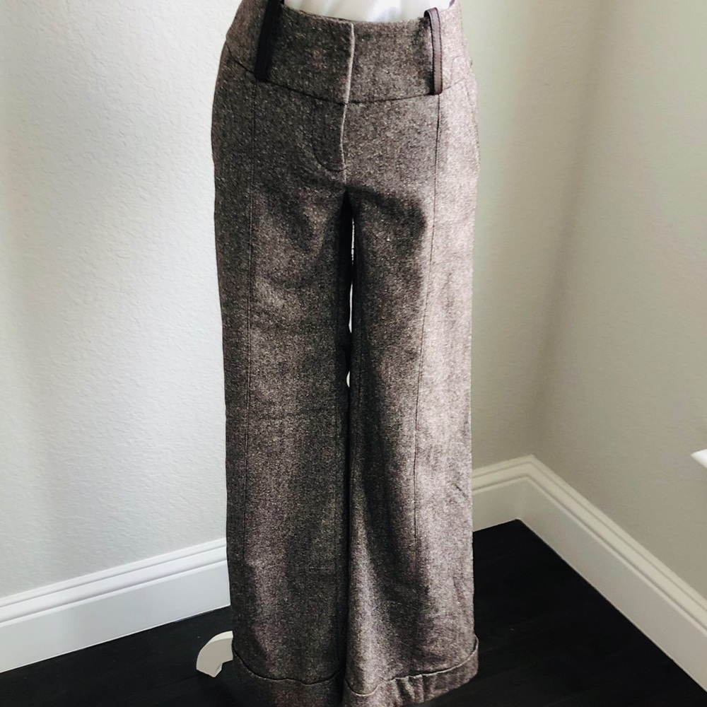 Bebe Brown Wool Wide Leg Trouser Pant Size 4